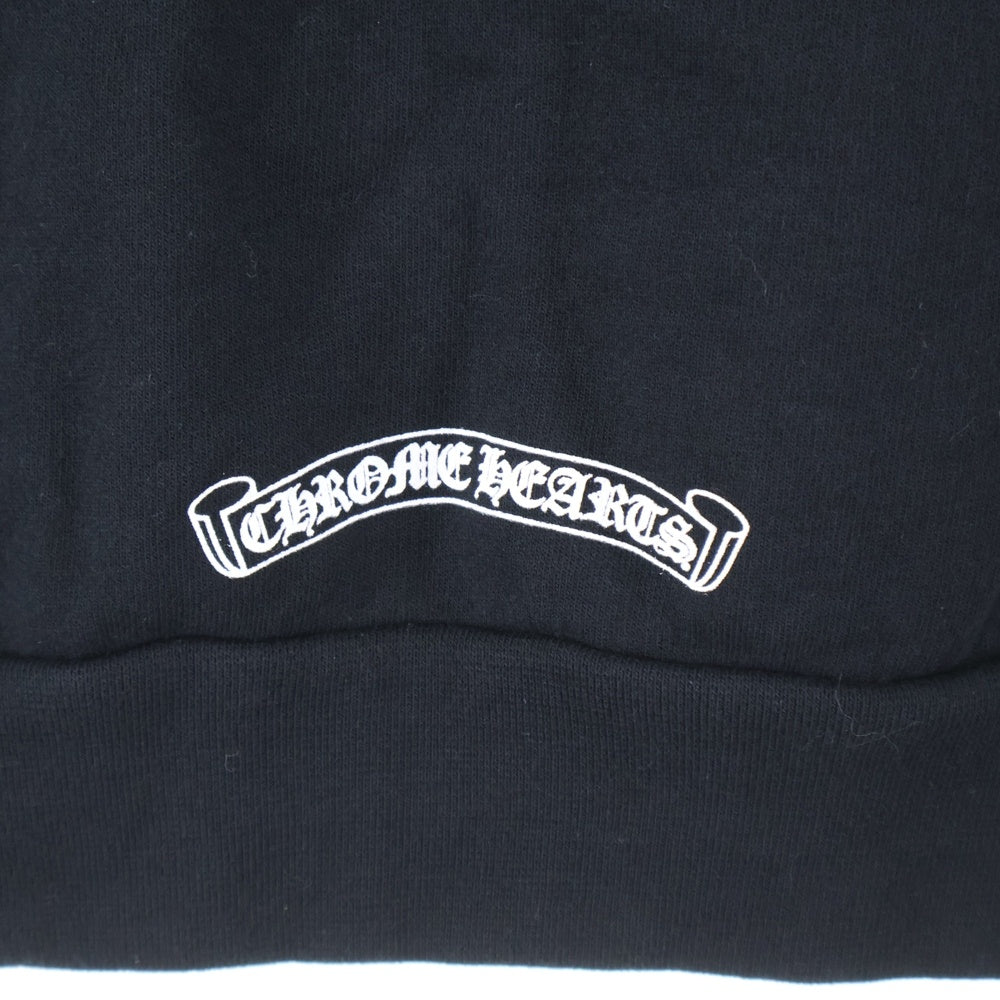 CHROME HEARTS(クロムハーツ) SWTSHRT PLVR 袖英字プリント プルオーバーパーカー フーディ ブラック