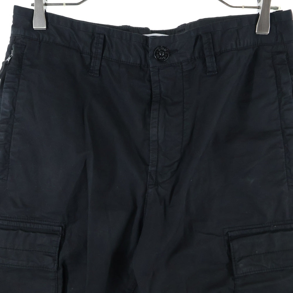 STONE ISLAND(ストーンアイランド) SUPIMA COTTON TWILL STRETCH-TC ロゴワッペン テーパード カーゴパンツ コットンパンツ ブラック K1S153100304S0010