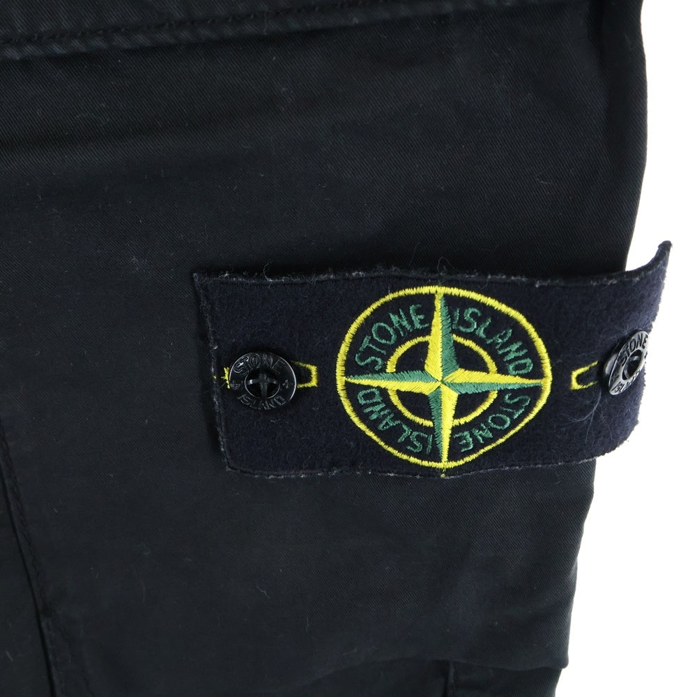 STONE ISLAND(ストーンアイランド) SUPIMA COTTON TWILL STRETCH-TC ロゴワッペン テーパード カーゴパンツ コットンパンツ ブラック K1S153100304S0010