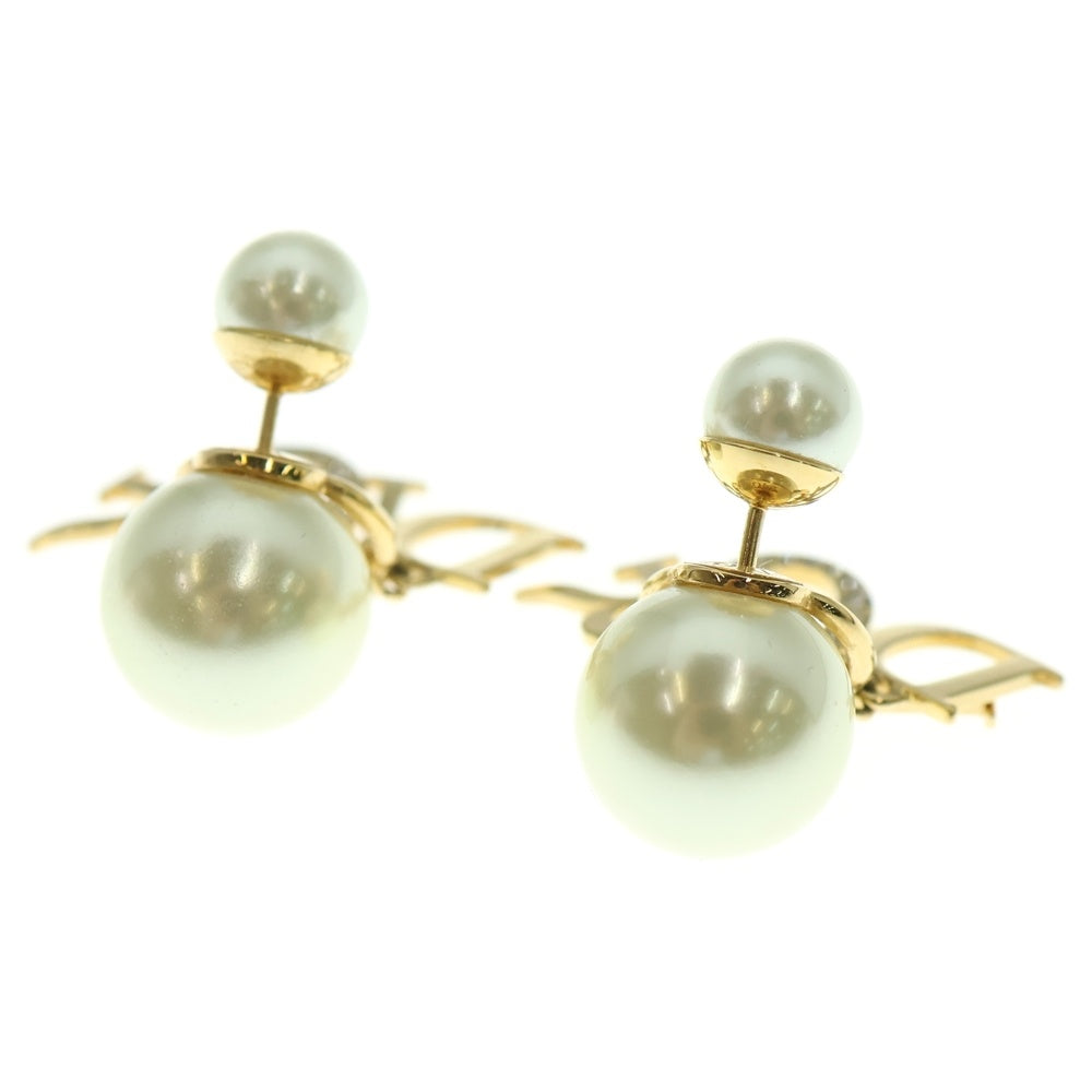 Christian Dior(クリスチャンディオール) トライバル ロゴ ラインストーン フェイクパール ピアス GP ゴールド E1411TRICY アクセサリー