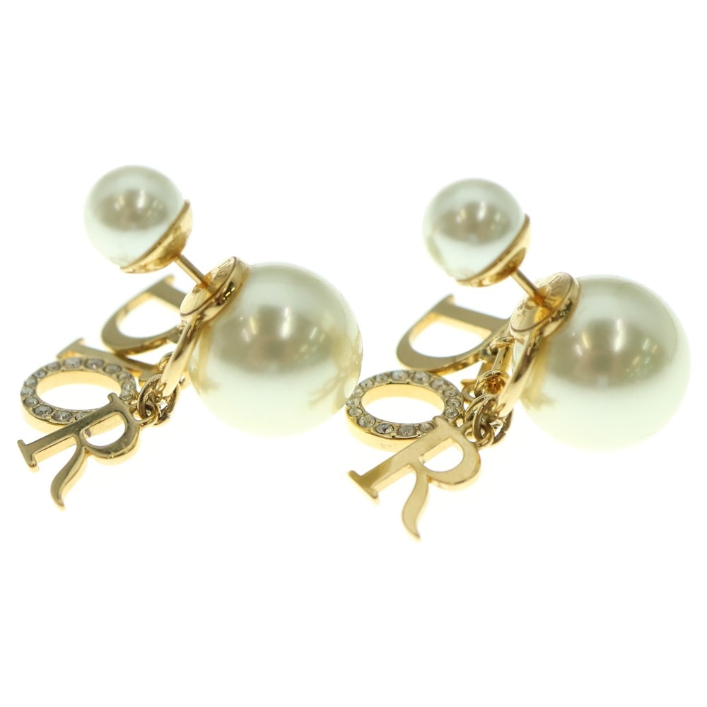 Christian Dior(クリスチャンディオール) トライバル ロゴ ラインストーン フェイクパール ピアス GP ゴールド E1411TRICY アクセサリー