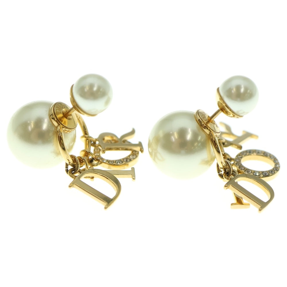 Christian Dior(クリスチャンディオール) トライバル ロゴ ラインストーン フェイクパール ピアス GP ゴールド E1411TRICY アクセサリー