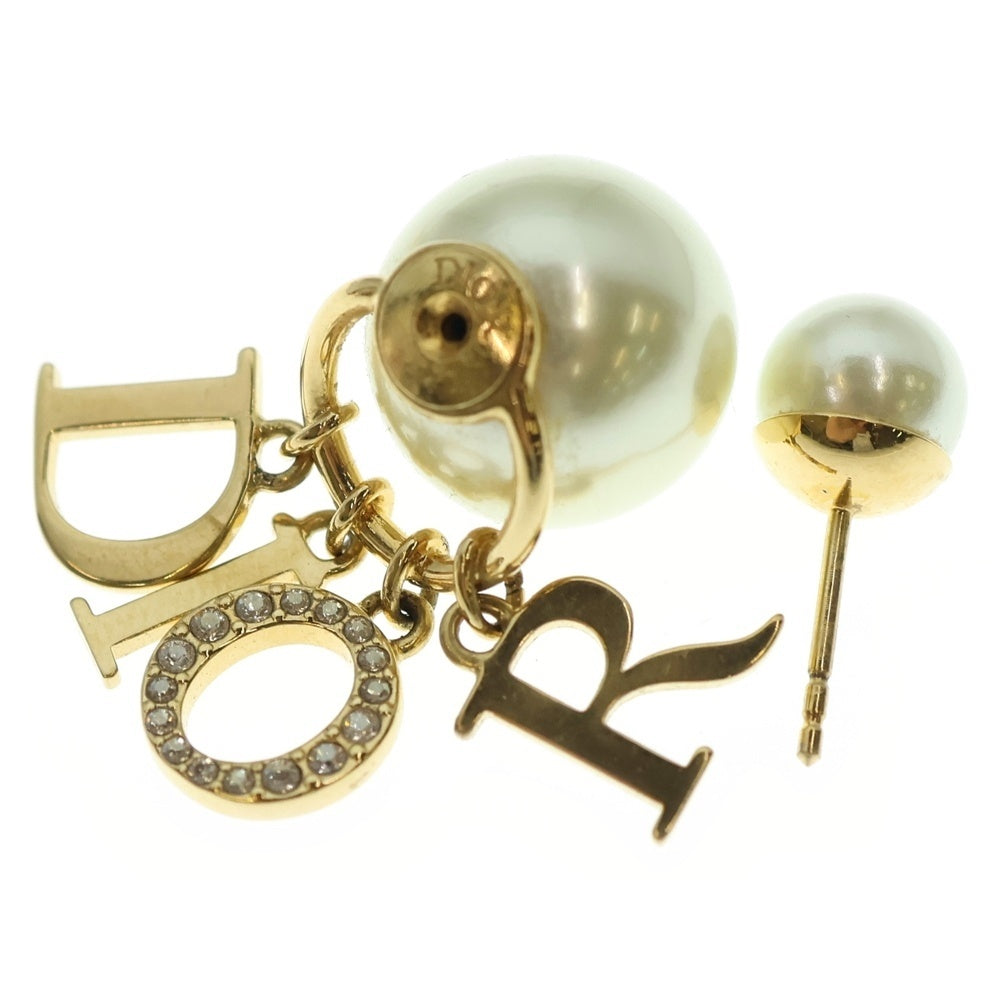 Christian Dior(クリスチャンディオール) トライバル ロゴ ラインストーン フェイクパール ピアス GP ゴールド E1411TRICY アクセサリー