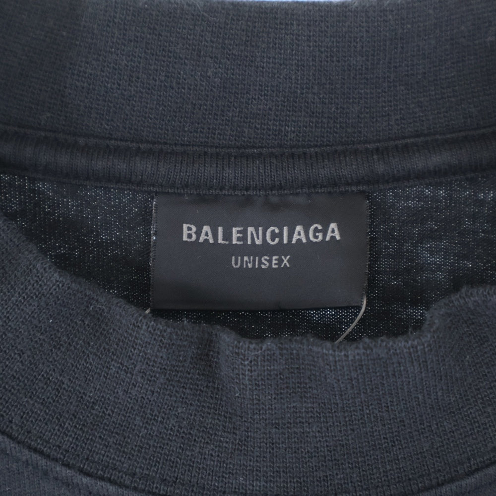 BALENCIAGA(バレンシアガ) 24AW LOOP SPORTS ICON TEE ループスポーツアイコン フロントプリントTシャツ 半袖クルーネックカットソー ブラック 764235 TRVC2