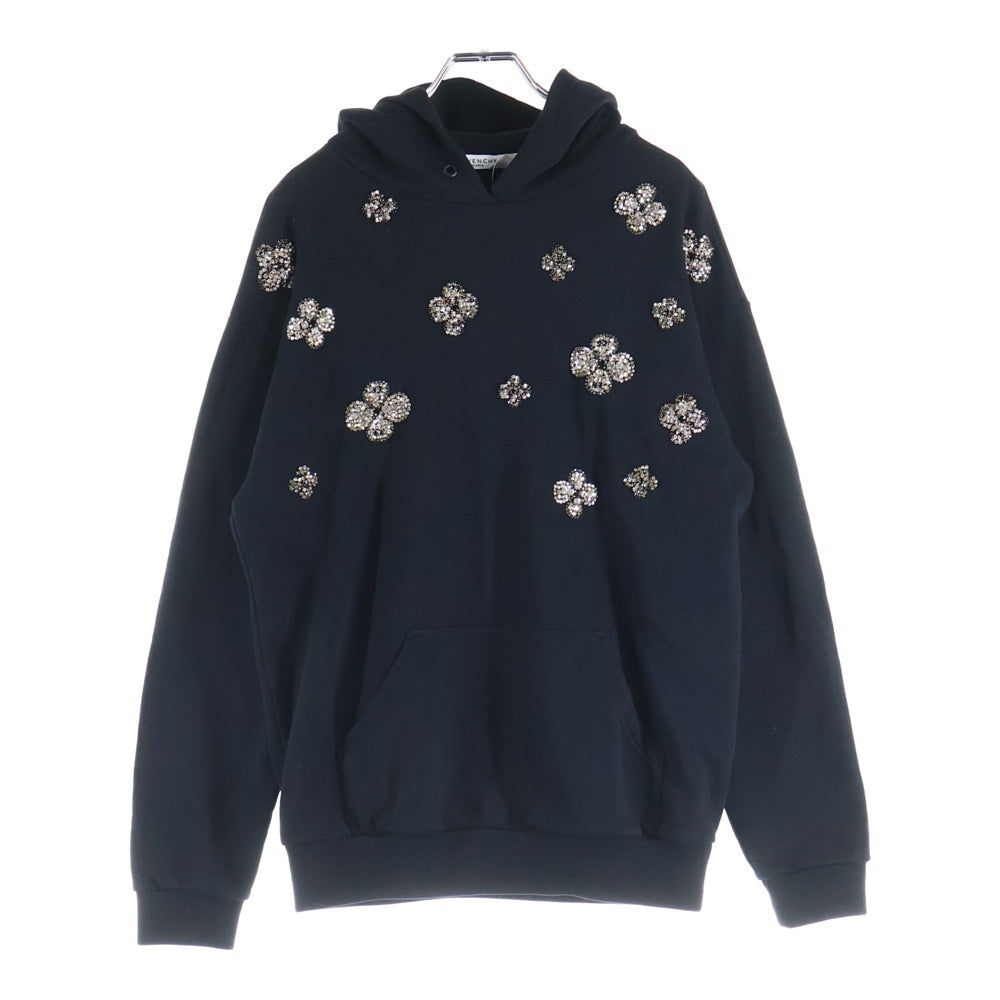 GIVENCHY(ジバンシィ) クリスタル装飾 バックプリント プルオーバーパーカー フーディー ブラック BW70643Z2X