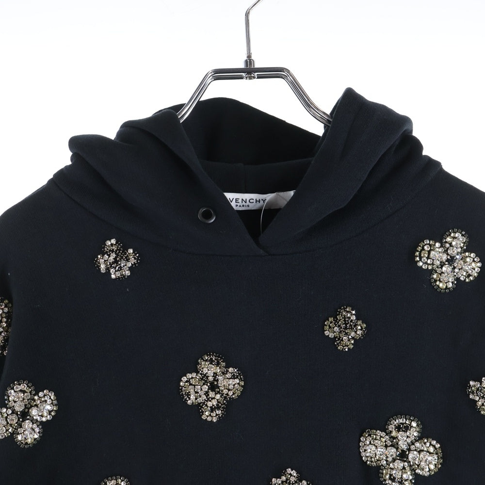 GIVENCHY(ジバンシィ) クリスタル装飾 バックプリント プルオーバーパーカー フーディー ブラック BW70643Z2X