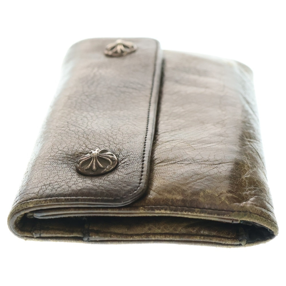 CHROME HEARTS(クロムハーツ) WAVE CROSS BALL CAMO ウェーブ ウォレット クロスボールボタン 迷彩 長財布 カーキ