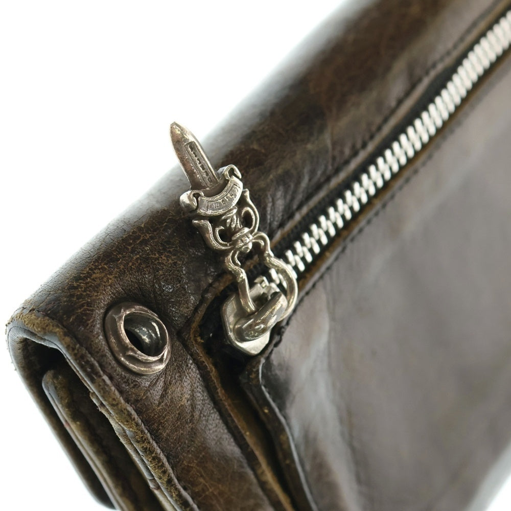 CHROME HEARTS(クロムハーツ) WAVE CROSS BALL CAMO ウェーブ ウォレット クロスボールボタン 迷彩 長財布 カーキ