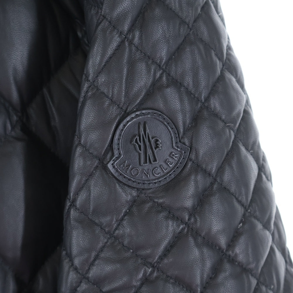 MONCLER(モンクレール) GIMBERT ラムレザー キルティング ダウンジャケット ブラック A20914136505