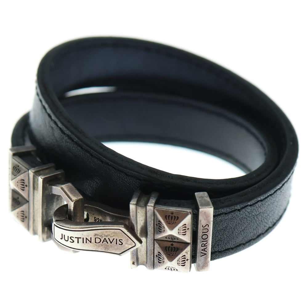 Justin Davis(ジャスティンデイヴィス) CAPRICE LEATHER 2WAY ダブルレザーブレスレット チョーカー シルバー/ブラック