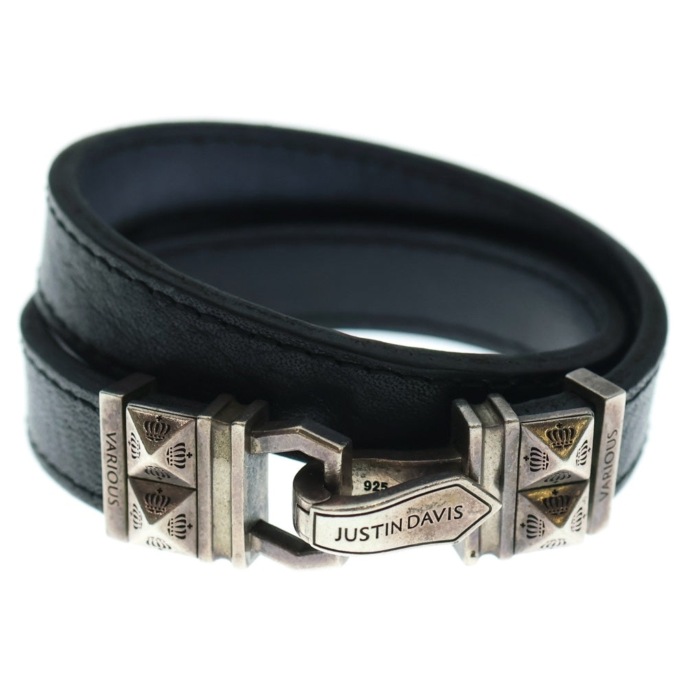 Justin Davis(ジャスティンデイヴィス) CAPRICE LEATHER 2WAY ダブルレザーブレスレット チョーカー シルバー/ブラック