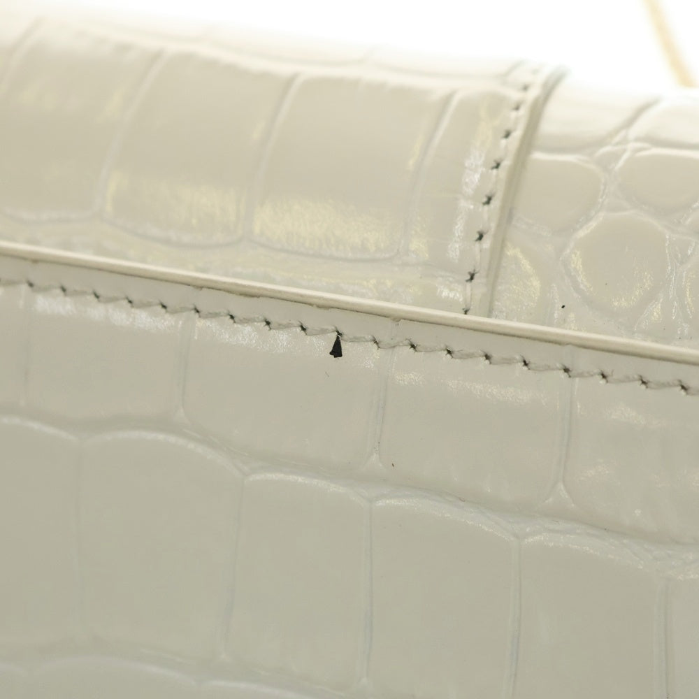 BALENCIAGA(バレンシアガ) アワーグラス チェーンウォレット ショルダーバッグ レザー ホワイト クロコ型押し 656050