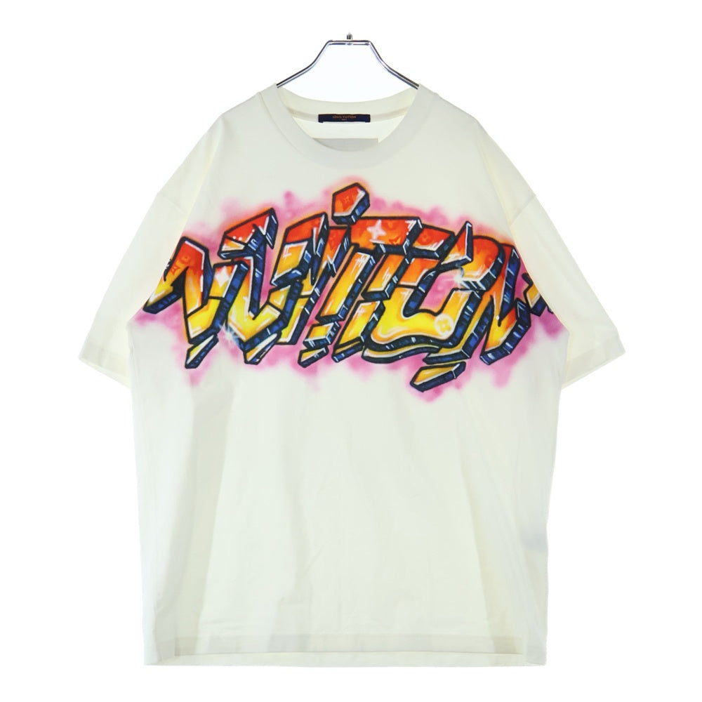 LOUIS VUITTON(ルイヴィトン) 22SS グラフィットロゴ プリント コットン 半袖Tシャツ カットソー ホワイト RM221 DT3 HMY60W