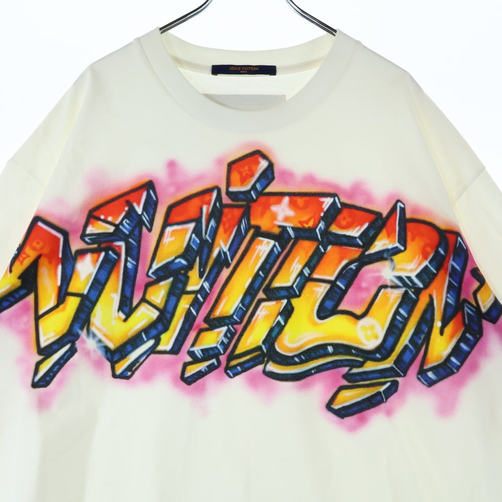 LOUIS VUITTON(ルイヴィトン) 22SS グラフィットロゴ プリント コットン 半袖Tシャツ カットソー ホワイト RM221 DT3 HMY60W