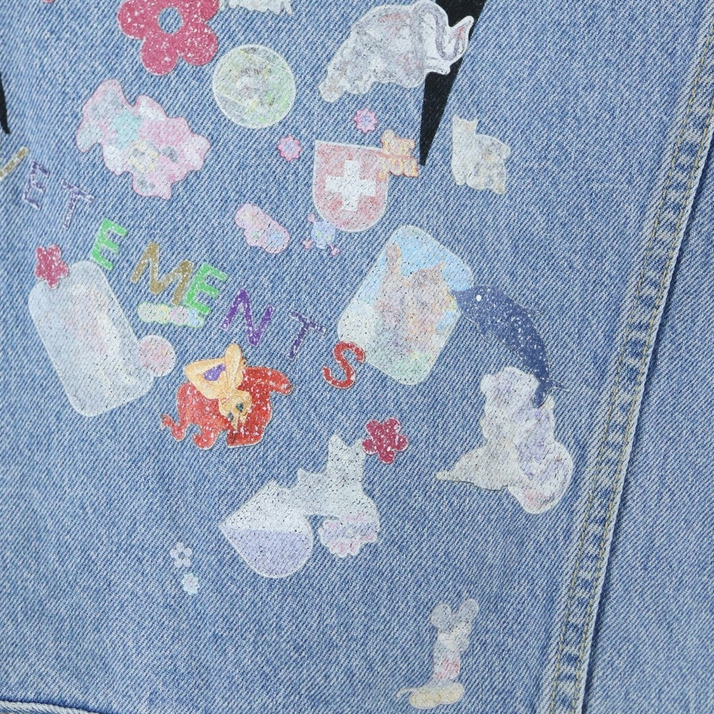 VETEMENTS(ヴェトモン) 18AW TRIBAL STICKER OVERSIZED DENIM JACKET WAH19JA111 再構築オーバーサイズステッカーデニムジャケット