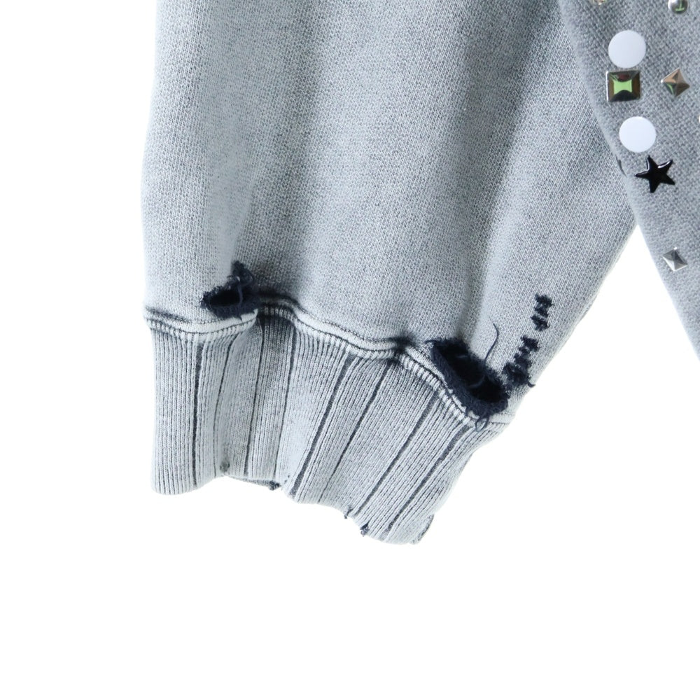 MAISON MIHARAYASUHIRO(メゾンミハラヤスヒロ) 25AW Embellished Bleached Hoodie ブリーチ スウェットプルオーバーパーカー フーディ グレー A15HD561