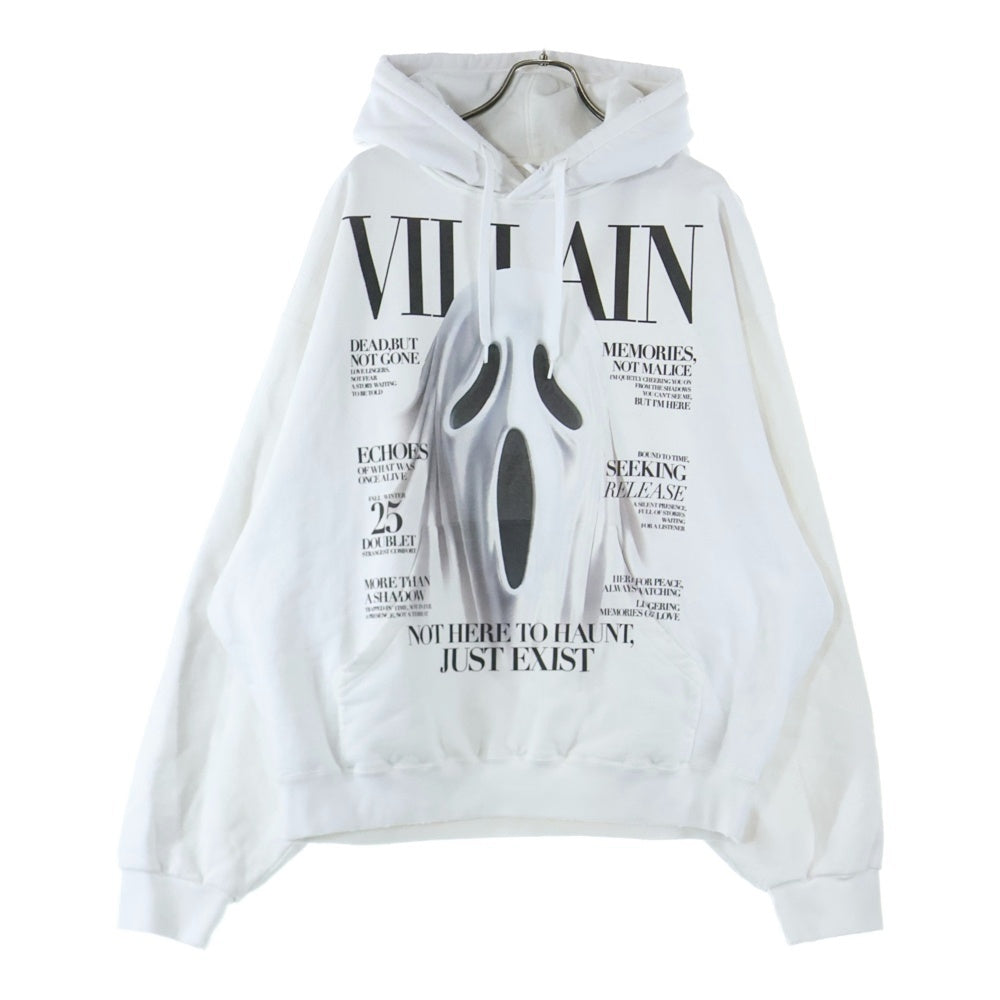 doublet(ダブレット) 25AW VILLAIN COVER PRINT HOODIE プリント プルオーバーパーカー フーディ ホワイト 25AW47CS410