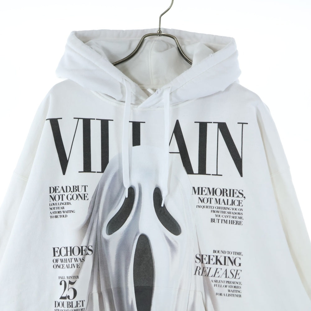 doublet(ダブレット) 25AW VILLAIN COVER PRINT HOODIE プリント プルオーバーパーカー フーディ ホワイト 25AW47CS410