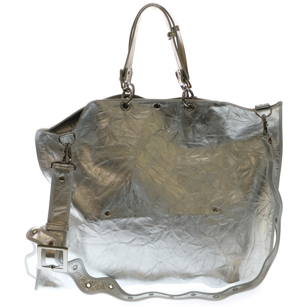 NO BRAND(ノーブランド) nori enomoto ノリ エノモト samedi soir 変形2WAYレザーショルダーバッグ ハンドバッグ シルバー