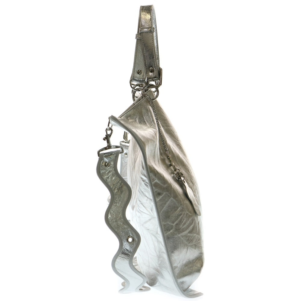 NO BRAND(ノーブランド) nori enomoto ノリ エノモト samedi soir 変形2WAYレザーショルダーバッグ ハンドバッグ シルバー