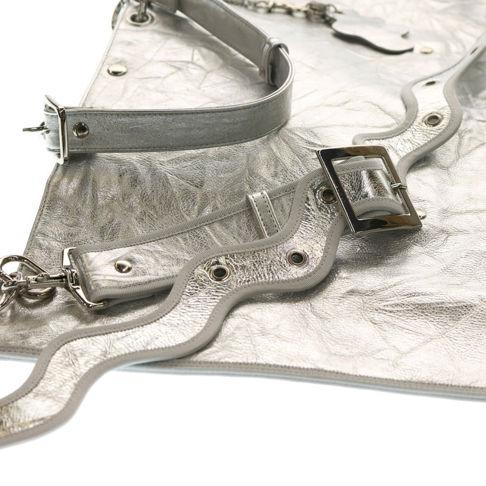 NO BRAND(ノーブランド) nori enomoto ノリ エノモト samedi soir 変形2WAYレザーショルダーバッグ ハンドバッグ シルバー