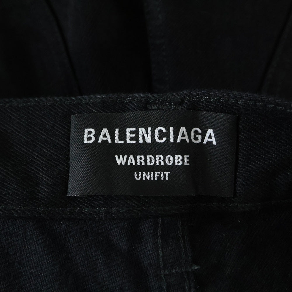 BALENCIAGA(バレンシアガ) 22SS ダメージ加工 バギーデニムパンツ ブラック 675230
