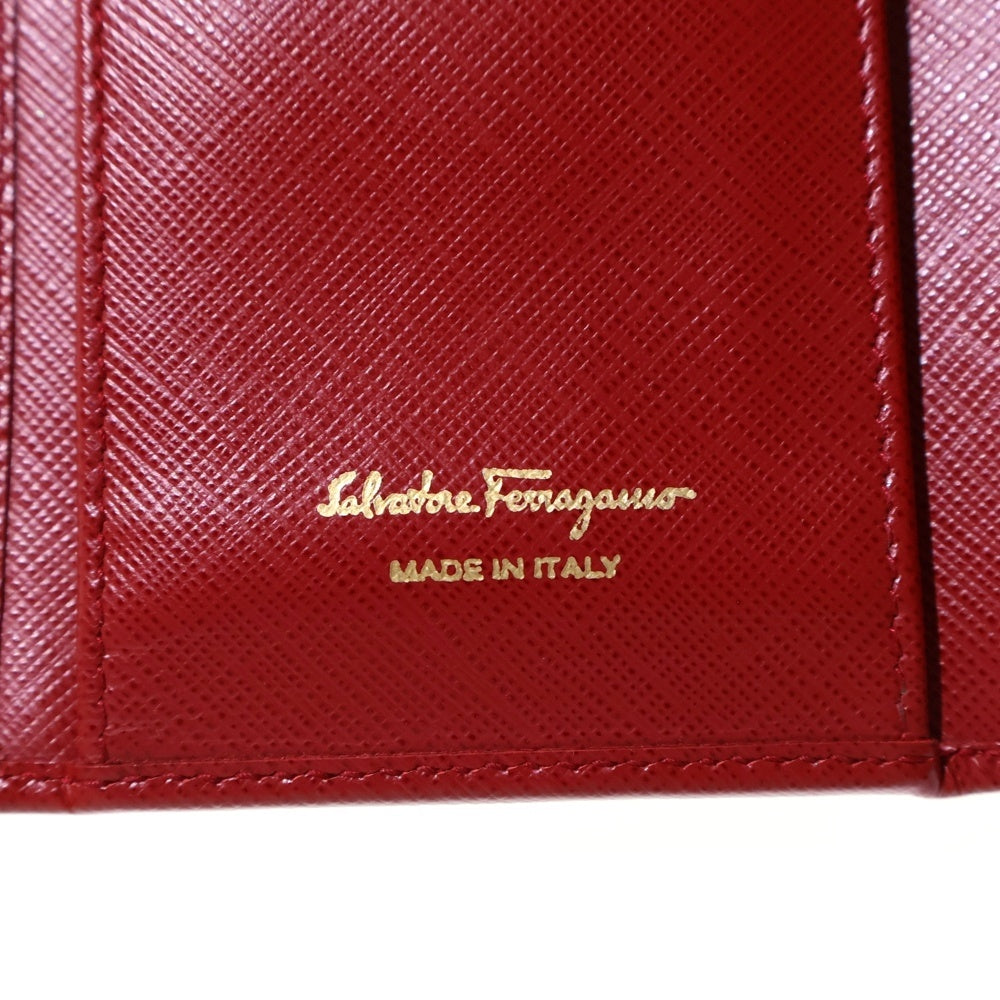 Salvatore Ferragamo(サルヴァトーレ フェラガモ) ヴァラリボン 2つ折りロングウォレット 長財布 レッド レディース