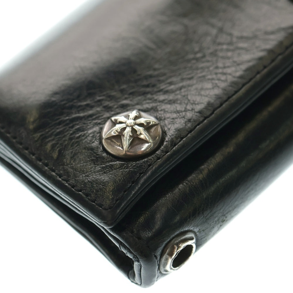 CHROME HEARTS(クロムハーツ) 3FOLD 3フォールド スターボタン レザーウォレット 財布 ブラック BCA364