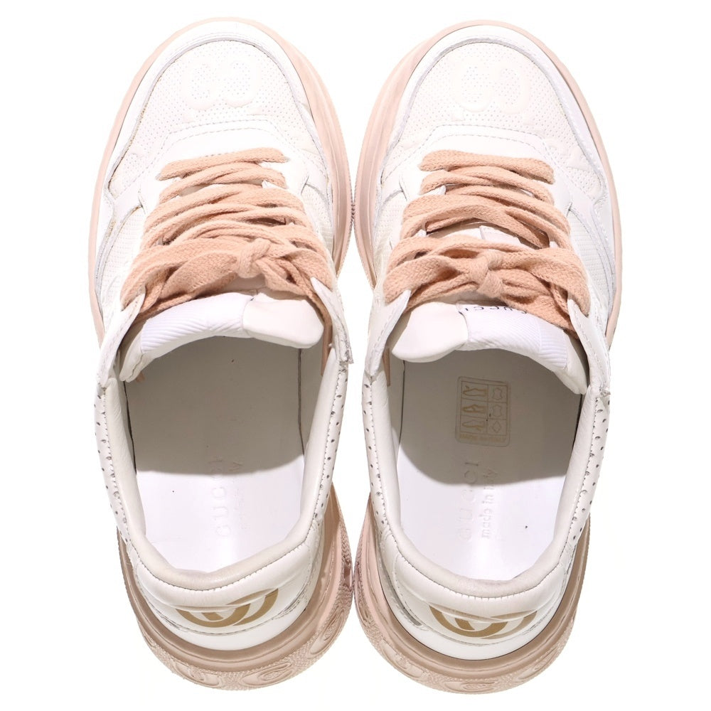 GUCCI(グッチ) GGエンボス プラットフォームソール ローカットスニーカー レディース ホワイト/ピンク 684911