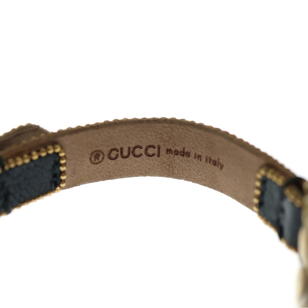 GUCCI(グッチ) ダブルG ラインストーン レザーブレスレット ブラック