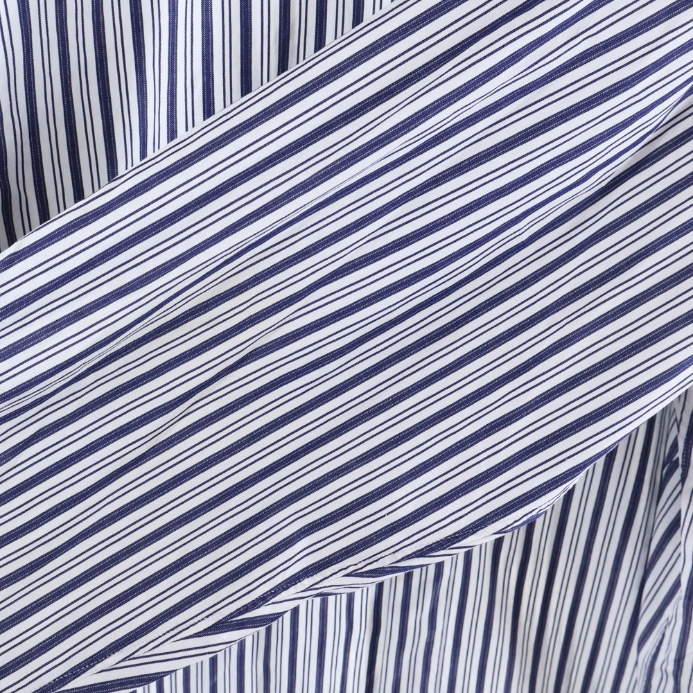 Acne Studios(アクネ ストゥディオズ) 比翼ボタン ストライプ 長袖シャツ ブルー/ホワイト 21B173