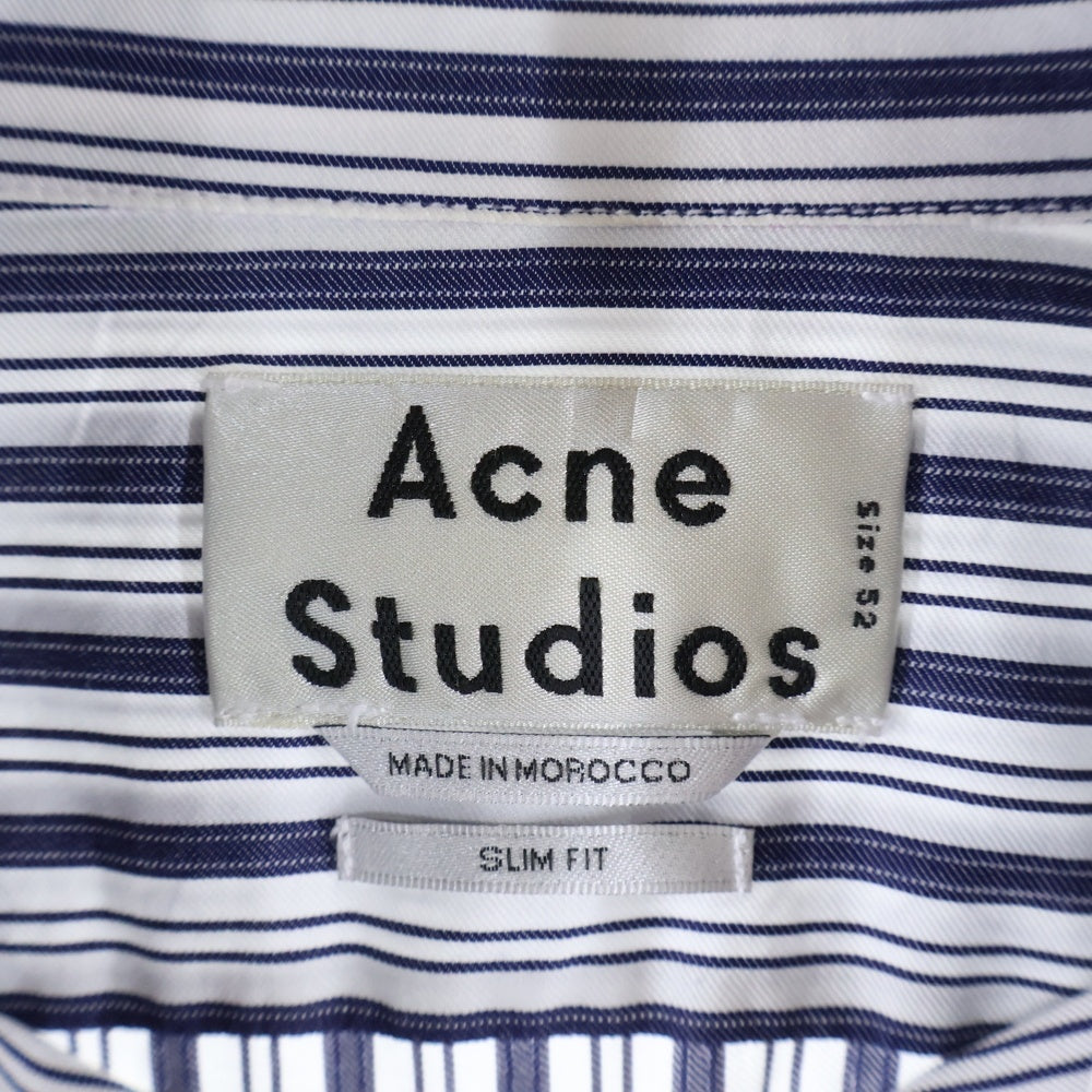 Acne Studios(アクネ ストゥディオズ) 比翼ボタン ストライプ 長袖シャツ ブルー/ホワイト 21B173