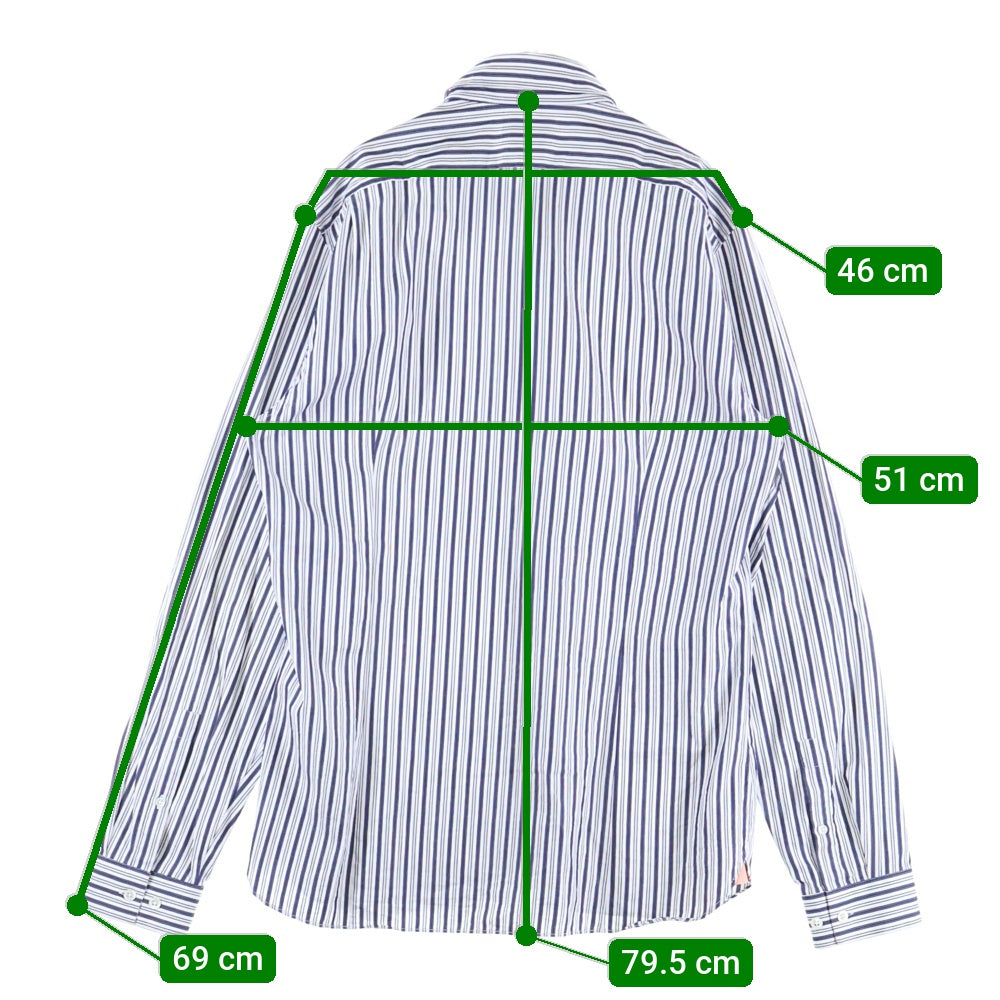 Acne Studios(アクネ ストゥディオズ) 比翼ボタン ストライプ 長袖シャツ ブルー/ホワイト 21B173