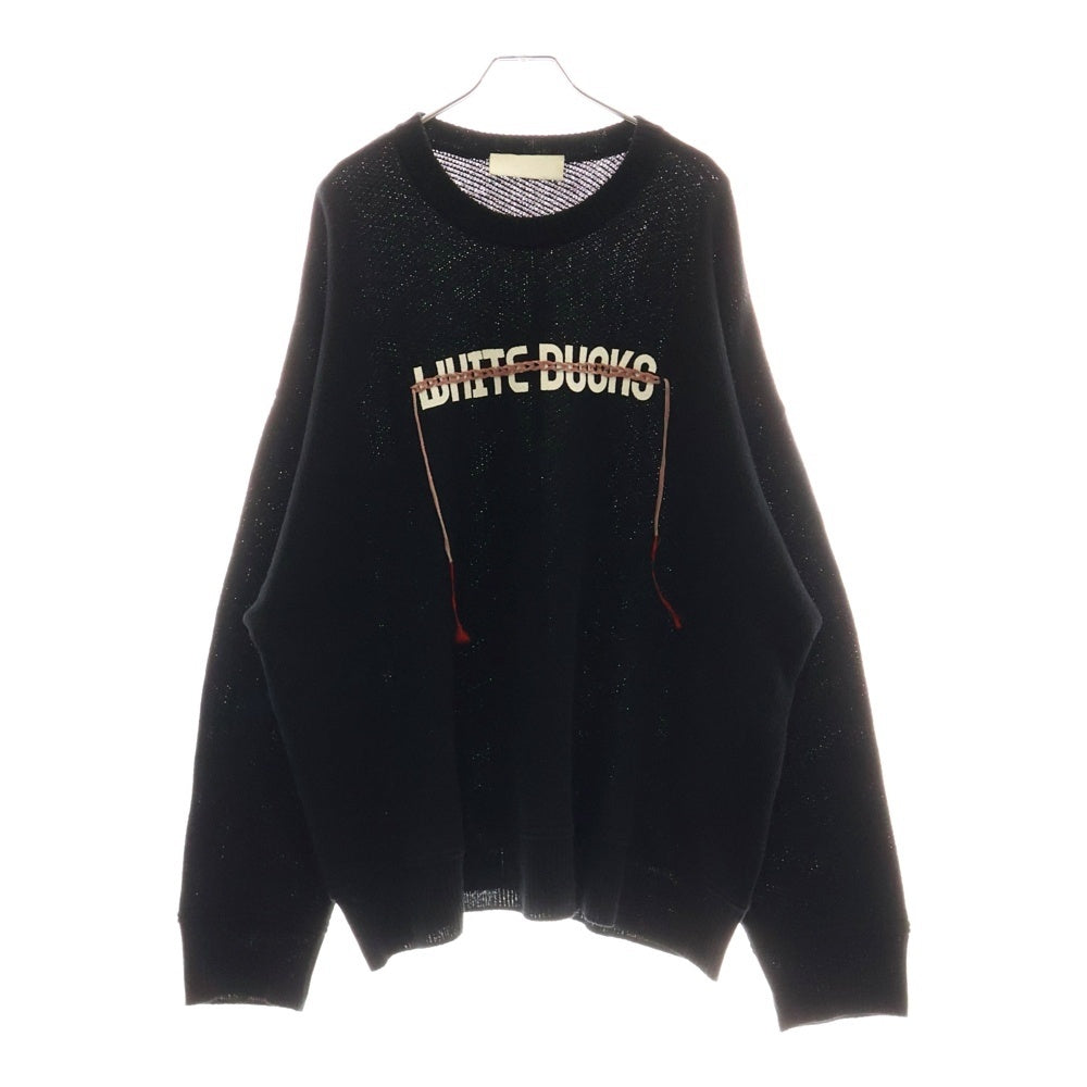 NEON SIGN(ネオンサイン) フロントデザイン クルーネックニット セーター ブラック N1470