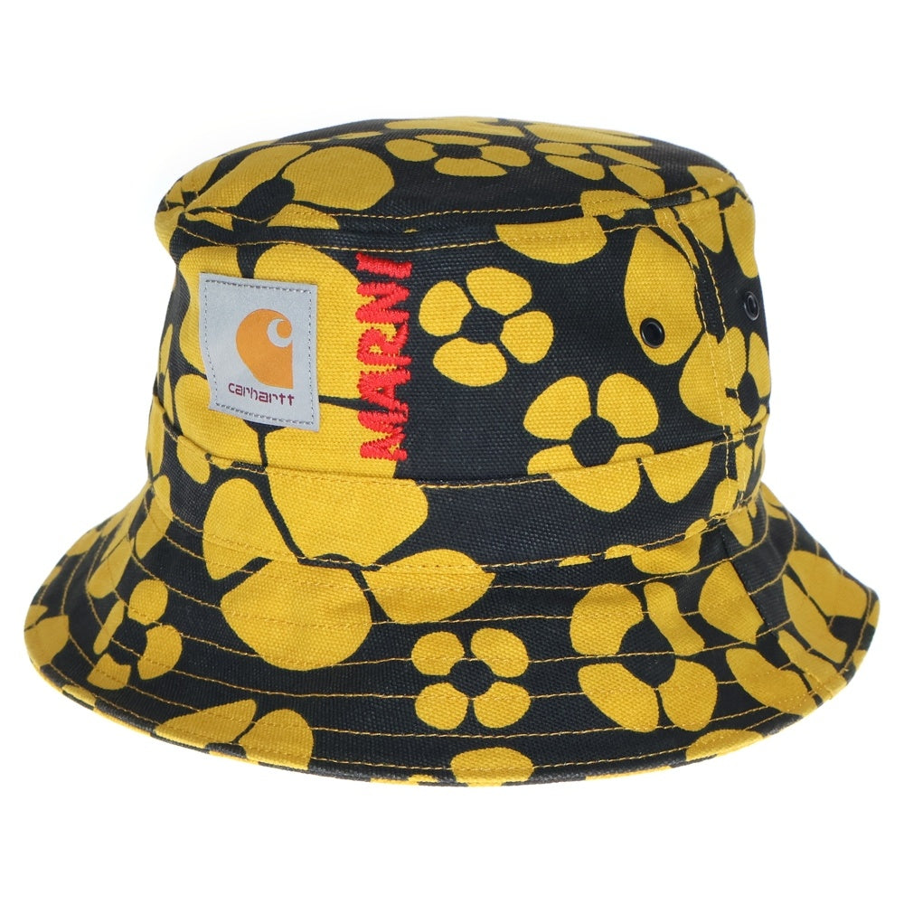 MARNI(マルニ) × CARHARTT ×カーハート フラワー総柄 バケットハット 帽子 イエロー/ブラック
