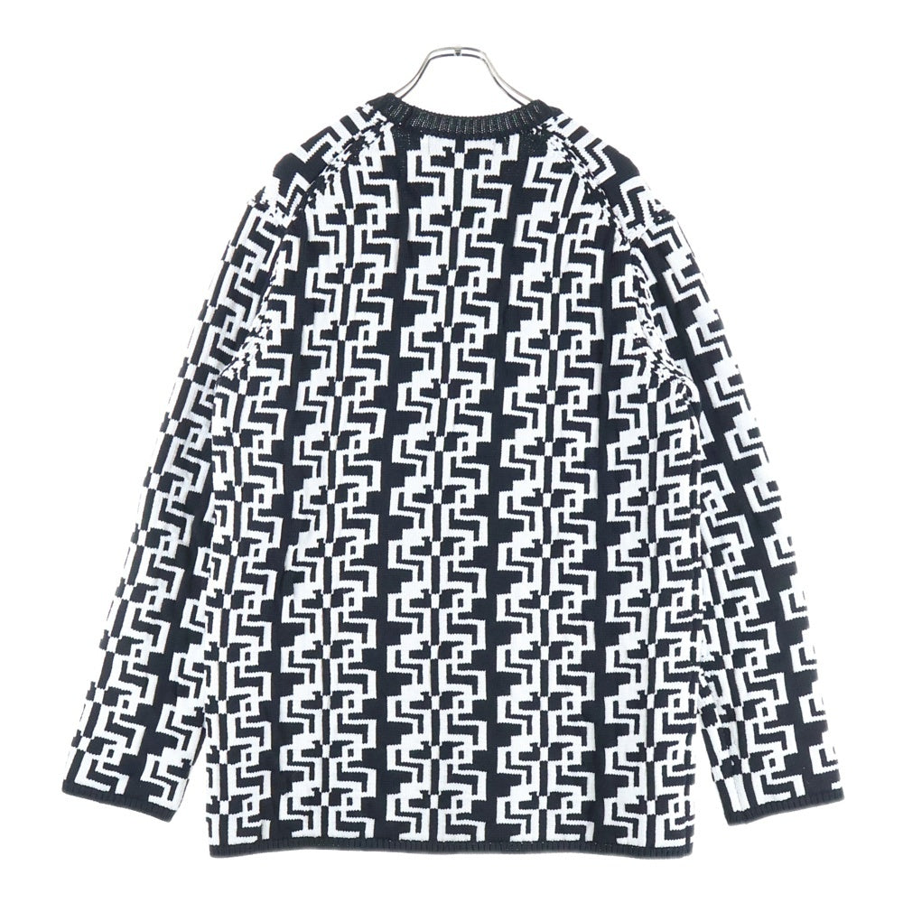 COMME des GARCONS HOMME PLUS(コムデギャルソンオムプリュス) 21AW GEOMETRIC PATTERN CREW NECK JUMPER 総柄デザイン クルーネックニット セーター ブラック/ホワイト PH-N012