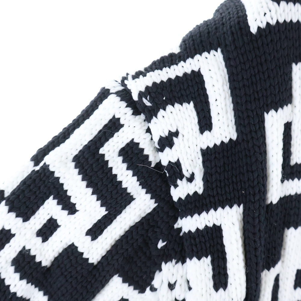 COMME des GARCONS HOMME PLUS(コムデギャルソンオムプリュス) 21AW GEOMETRIC PATTERN CREW NECK JUMPER 総柄デザイン クルーネックニット セーター ブラック/ホワイト PH-N012