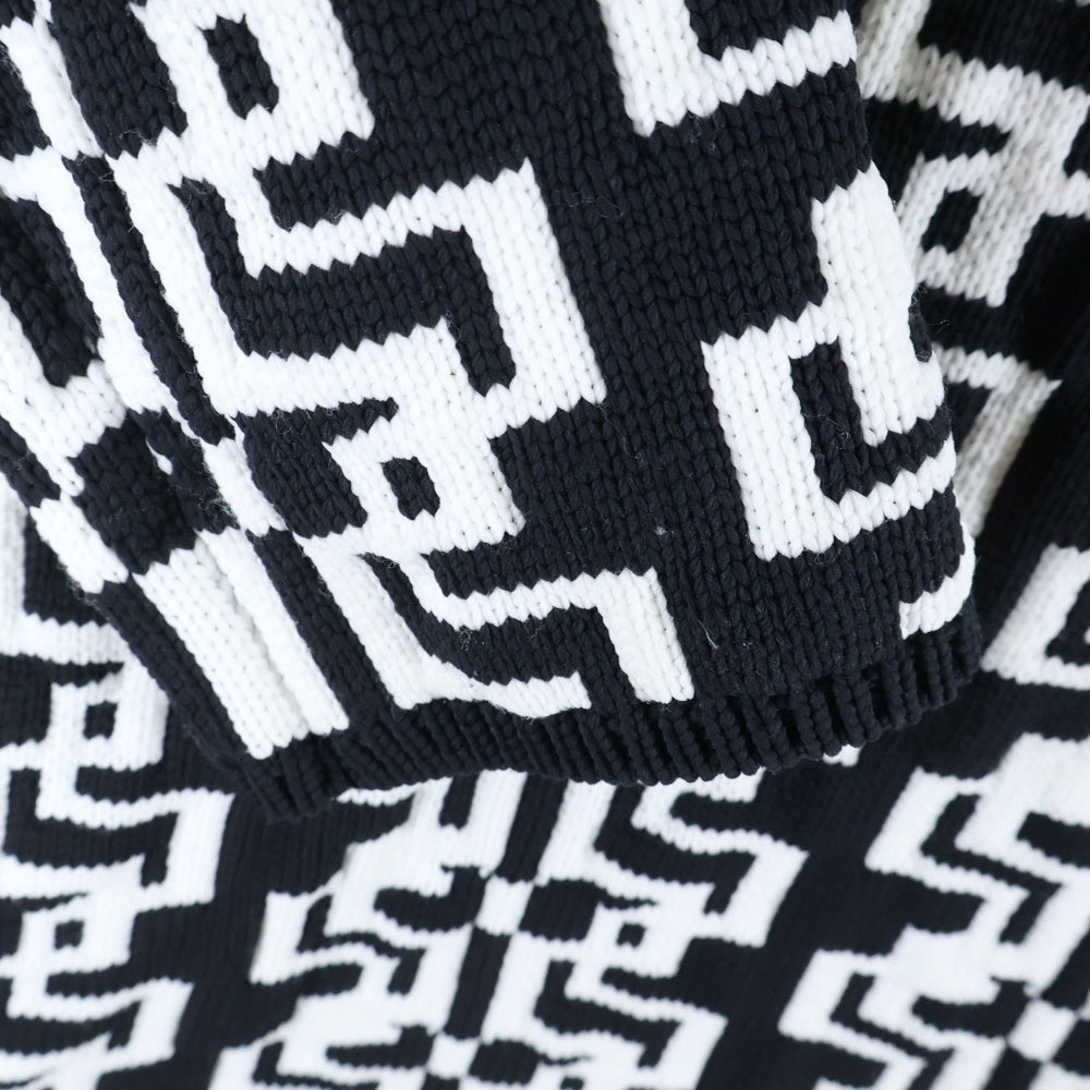 COMME des GARCONS HOMME PLUS(コムデギャルソンオムプリュス) 21AW GEOMETRIC PATTERN CREW NECK JUMPER 総柄デザイン クルーネックニット セーター ブラック/ホワイト PH-N012