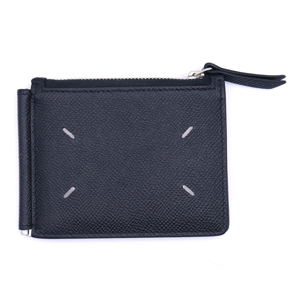 Maison Margiela 0(メゾンマルジェラ) 二つ折り財布 レザーミニクリップウォレット 4ステッチカードケース ブラック SA1UI0018 P4745