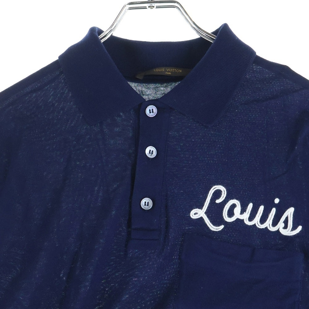 LOUIS VUITTON(ルイヴィトン) 16SS ロゴ刺繍 半袖ポロシャツ ネイビー RM161 JOA H9Y64W