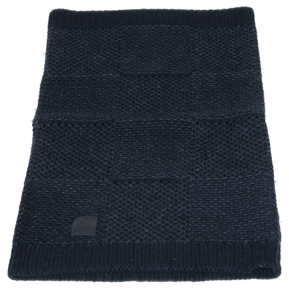 LOUIS VUITTON(ルイヴィトン) レザーパッチ ダミエ スヌード ネックウォーマー ブラック