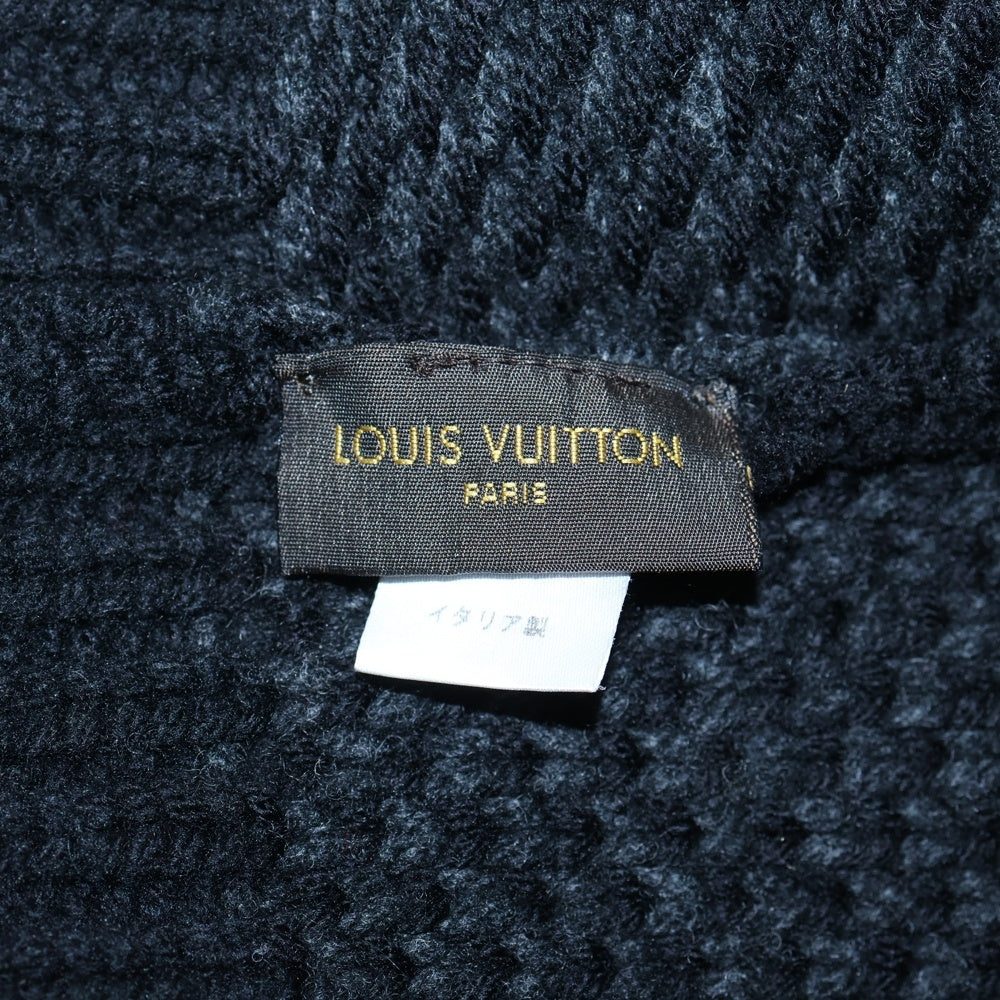 LOUIS VUITTON(ルイヴィトン) レザーパッチ ダミエ スヌード ネックウォーマー ブラック