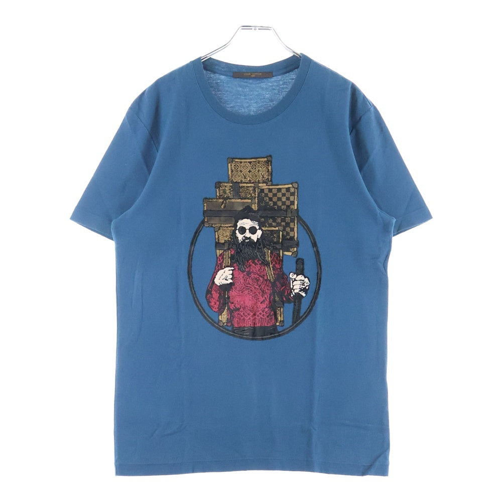 LOUIS VUITTON(ルイヴィトン) 14AW ベロア クルーネック半袖Tシャツ カットソー ネイビー RM142 H6Y62WJUS