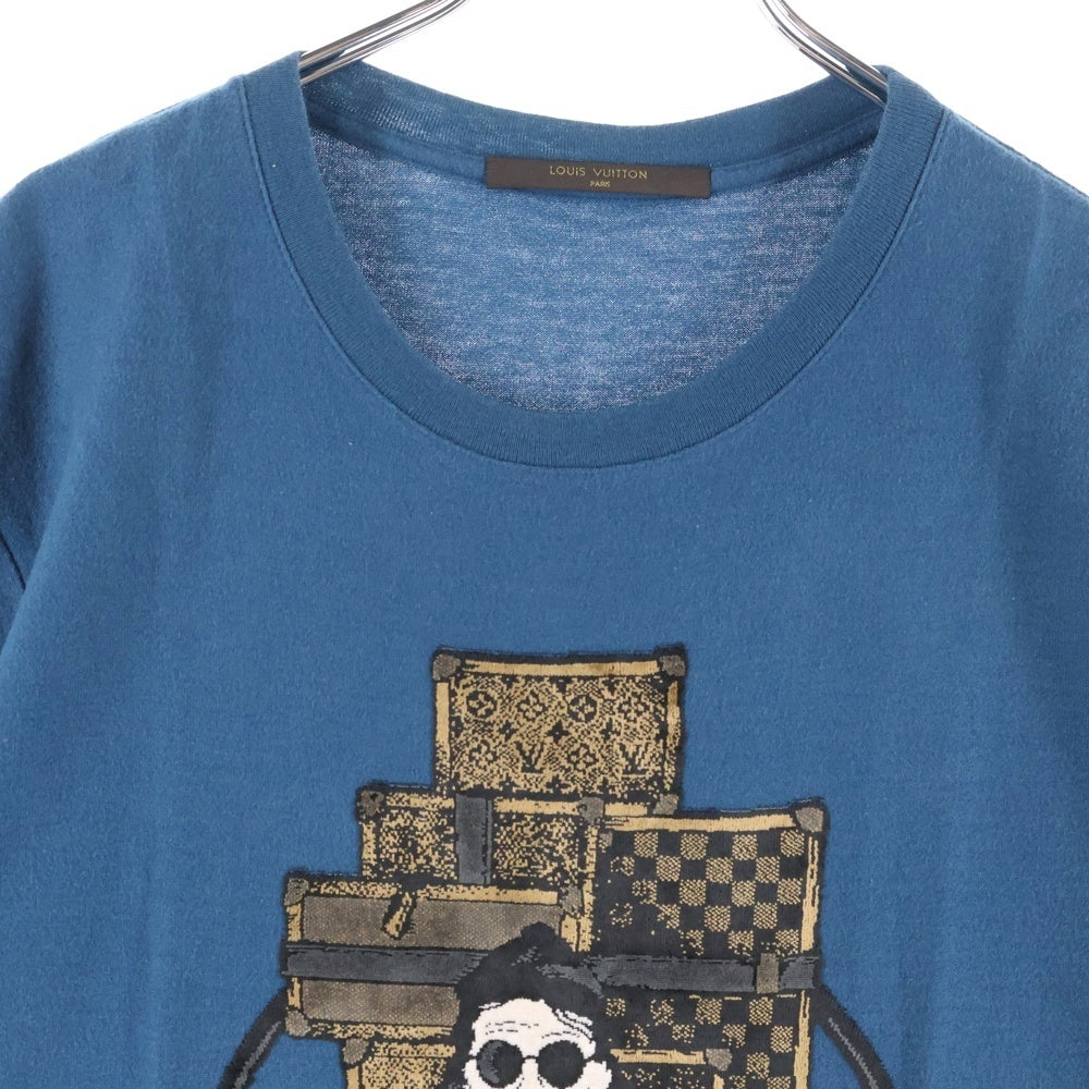 LOUIS VUITTON(ルイヴィトン) 14AW ベロア クルーネック半袖Tシャツ カットソー ネイビー RM142 H6Y62WJUS