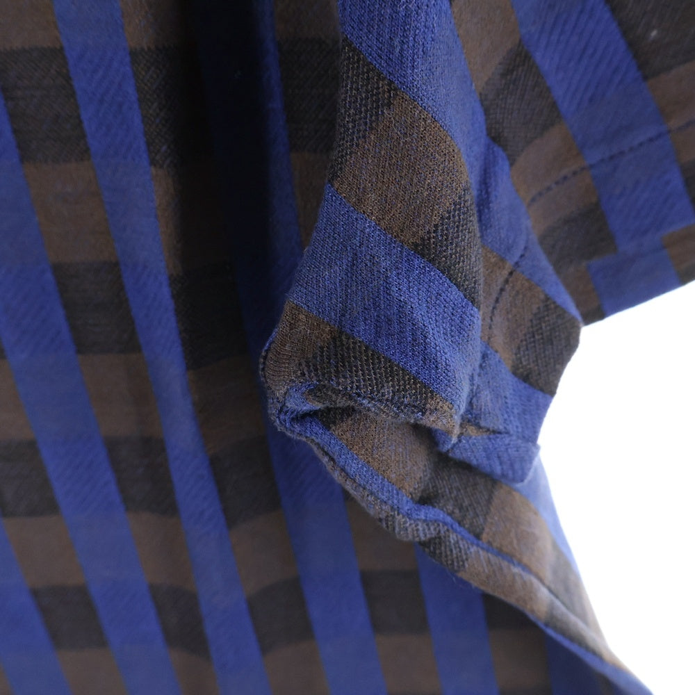 LOUIS VUITTON(ルイヴィトン) ロゴ刺繍 チェック柄 半袖Tシャツ カットソー ブルー/ブラウン RM142M H6Y06WJR1