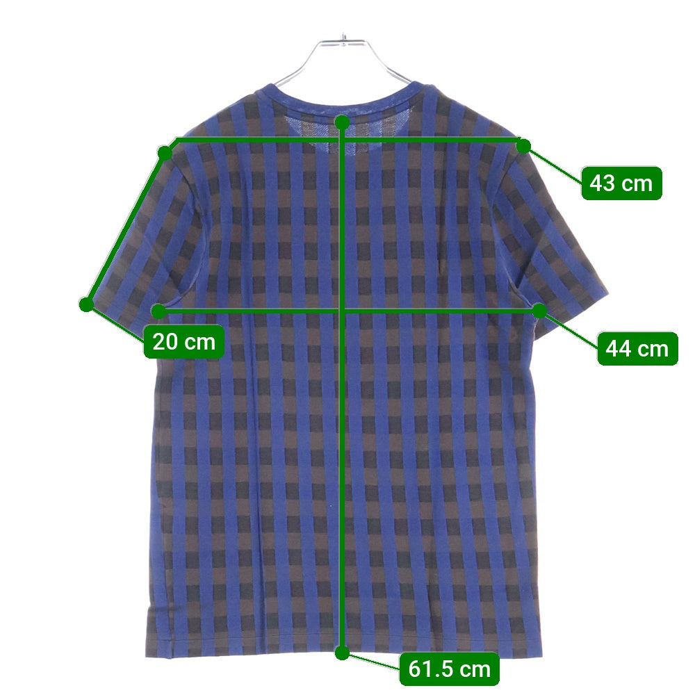 LOUIS VUITTON(ルイヴィトン) ロゴ刺繍 チェック柄 半袖Tシャツ カットソー ブルー/ブラウン RM142M H6Y06WJR1