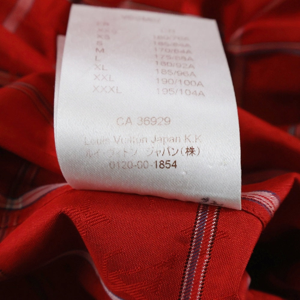 LOUIS VUITTON(ルイヴィトン) 16AW モノグラム チェック柄 シルク半袖シャツ レッド RM162M ZA1 HAS10W