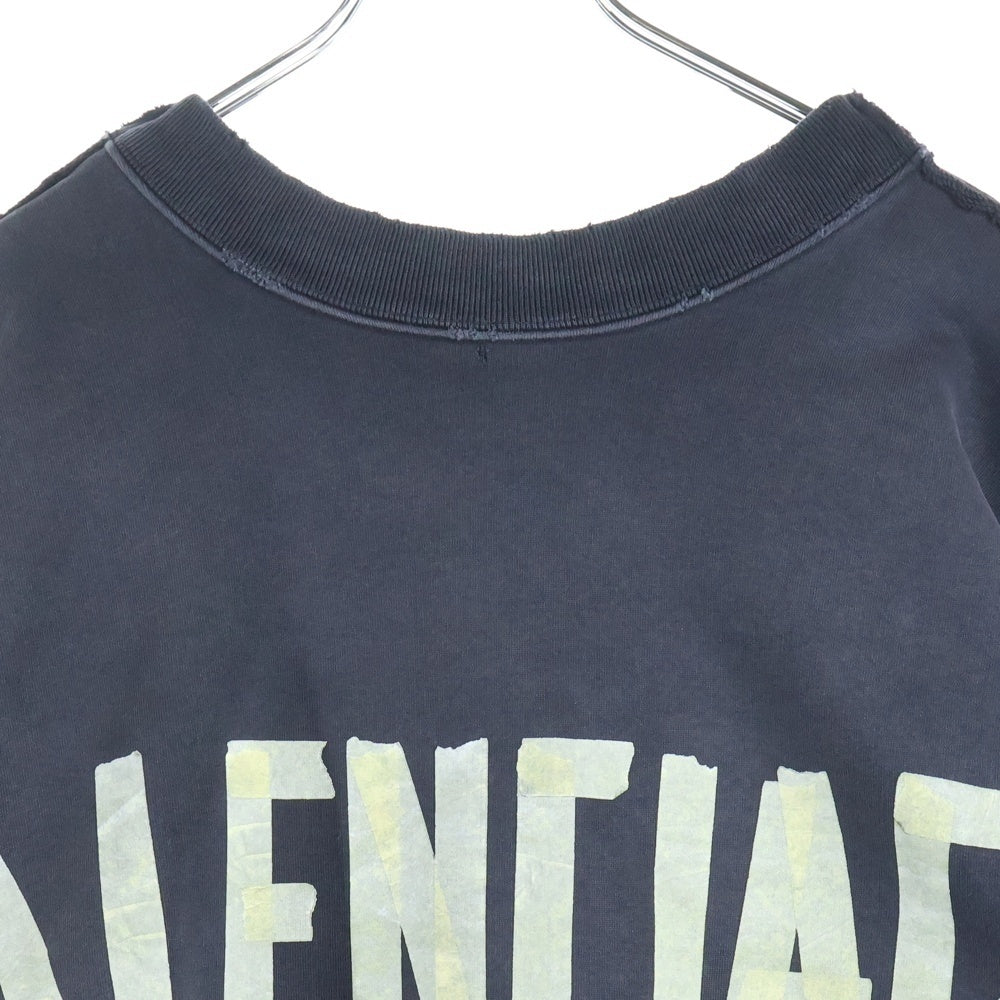 BALENCIAGA(バレンシアガ) 24SS Double Front Crew 791614 TQVQ7ダブルフロント ダメージ加工 クルーネック スウェットトレーナー ブラック
