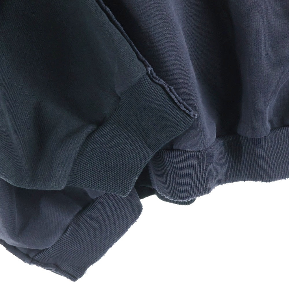 BALENCIAGA(バレンシアガ) 24SS Double Front Crew 791614 TQVQ7ダブルフロント ダメージ加工 クルーネック スウェットトレーナー ブラック