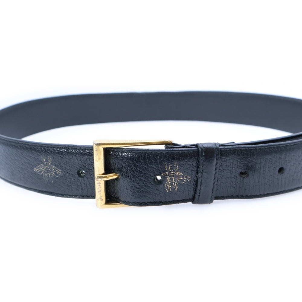 GUCCI(グッチ) ビー&スターレザーベルト ゴールド/ブラック 495125